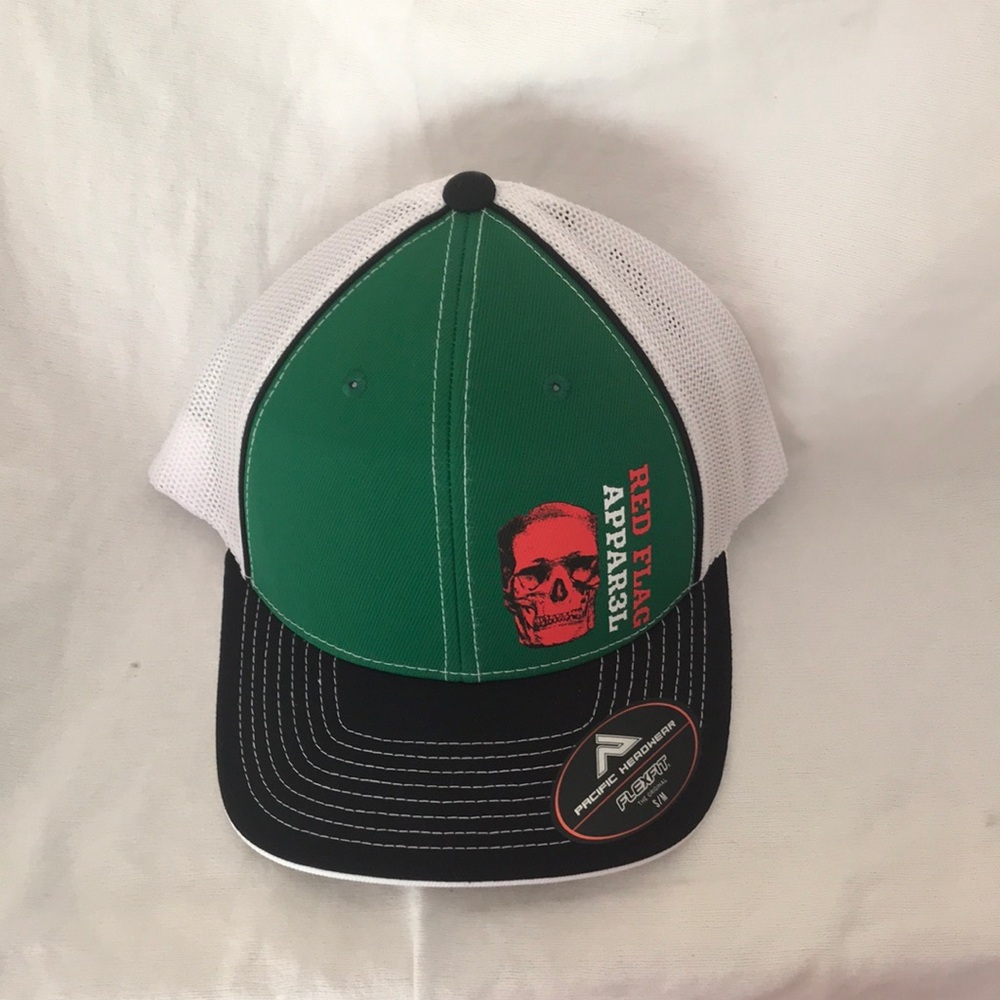 Pacifica Green and Black Skull Cap